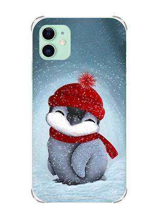 Чехол с утолщёнными углами для apple iphone 11 (6.1) :: пингвинёнок в шапочке (принт 157)