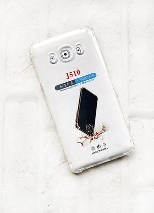 Прозрачный силиконовый чехол с утолщёнными углами на samsung galaxy j5(2016) j510