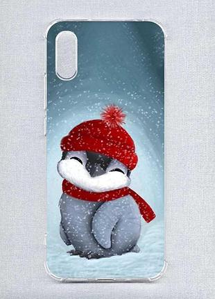 Чехол с утолщёнными углами на xiaomi redmi 9a :: пингвинёнок в шапочке (принт 157)