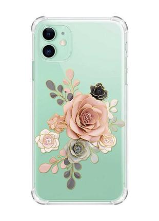 Чохол з потовщеними кутами на apple iphone 11 (6.1) :: троянди (принт 275)