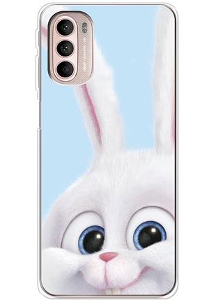 Чехол силиконовый с картинкой на motorola g41 (кролик снежок)
