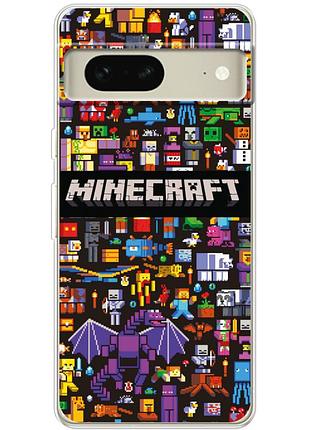 Чехол силиконовый с картинкой на google pixel 7 (майнкрафт, minecraft)