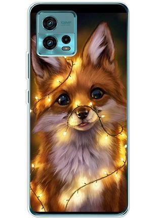 Чехол силиконовый с картинкой на motorola g72 (новогодний, лисичка)