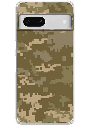 Чехол силиконовый с картинкой на google pixel 7a (патриотический, камуфляж пиксель)