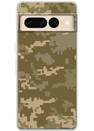 Чехол силиконовый с картинкой на google pixel 7 pro (патриотический, камуфляж пиксель)