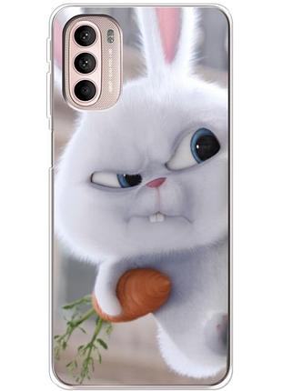 Чехол силиконовый с картинкой на motorola g41 (кролик снежок)