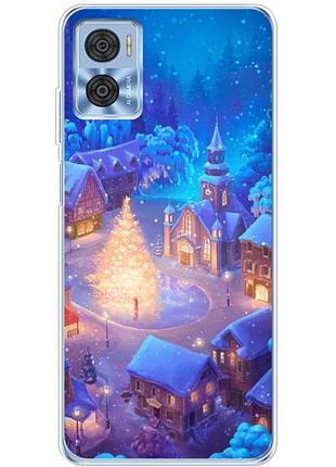 Чехол силиконовый с картинкой на motorola e22 (новогодний)