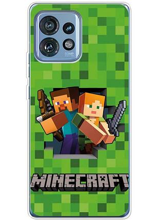 Чехол силиконовый с картинкой на motorola edge 40 pro (майнкрафт, minecraft)