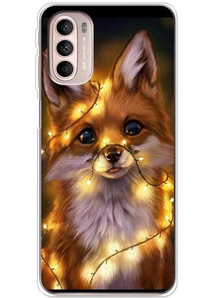 Чехол силиконовый с картинкой на motorola g41 (новогодний, лисичка)