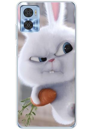 Чехол силиконовый с картинкой на motorola e22 (кролик снежок)