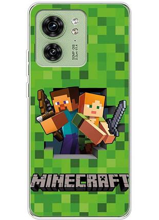 Чехол силиконовый с картинкой на motorola edge 40 (майнкрафт, minecraft)