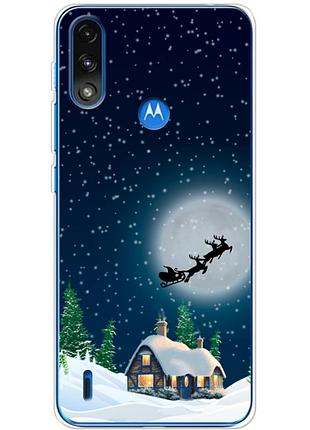 Чехол силиконовый с картинкой на motorola e7 power (новогодний)