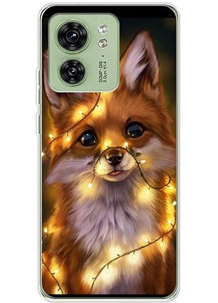 Чехол силиконовый с картинкой на motorola edge 40 (новогодний, лисичка)