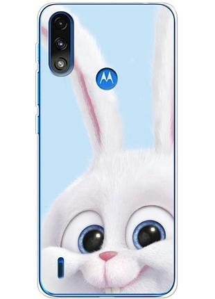 Чехол силиконовый с картинкой на motorola e7i power (кролик снежок)