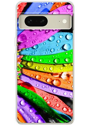 Чехол силиконовый с картинкой на google pixel 7 (цветные листья)