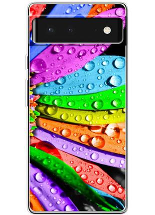 Чехол силиконовый с картинкой на google pixel 6 (цветные листья)