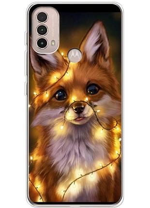 Чехол силиконовый с картинкой на motorola e40 (новогодний, лисичка)