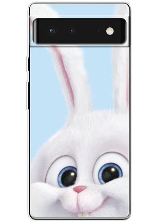 Чехол силиконовый с картинкой на google pixel 6 (кролик снежок)