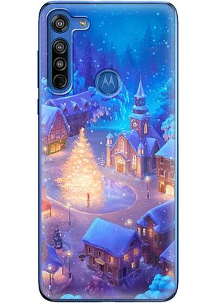 Чехол силиконовый с картинкой на motorola g8 (новогодний)