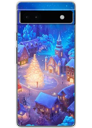 Чехол силиконовый с картинкой на google pixel 6a (новогодний)