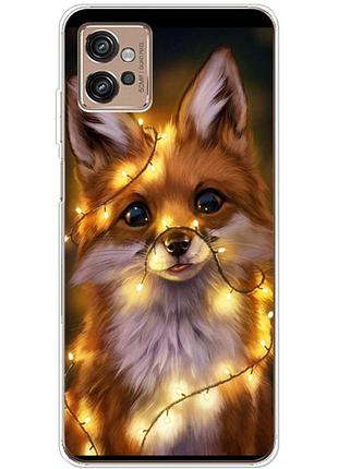 Чехол силиконовый с картинкой на motorola g32 (новогодний, лисичка)
