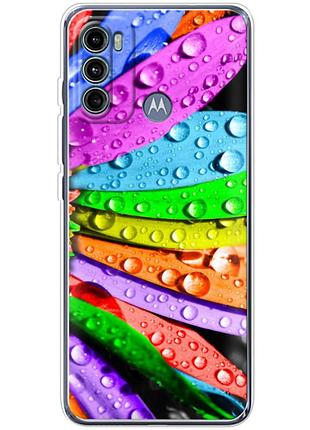 Чехол силиконовый с картинкой на motorola g60 (цветные листья)