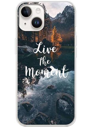 Чехол силиконовый с картинкой на iphone 15 plus (природа, озеро в горах)