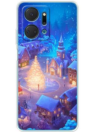 Чохол силіконовий з картинкою на huawei honor x7a (новорічний)