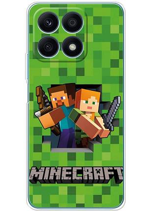 Чехол силиконовый с картинкой на huawei honor x8a (майнкрафт, minecraft)