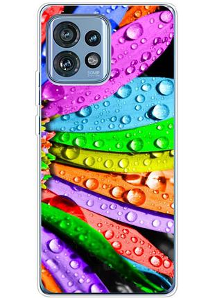 Чехол силиконовый с картинкой на motorola edge 40 pro (цветные листья)