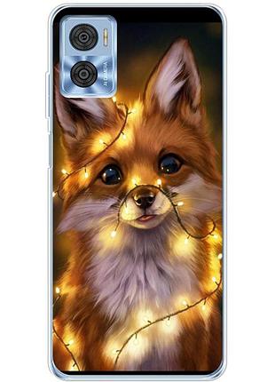 Чехол силиконовый с картинкой на motorola e22i (новогодний, лисичка)