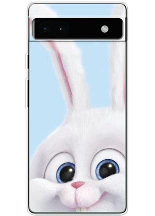 Чехол силиконовый с картинкой на google pixel 6a (кролик снежок)