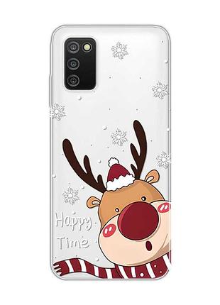 Прозрачный чехол на samsung galaxy a03s :: зимний оленёнок (принт 155)