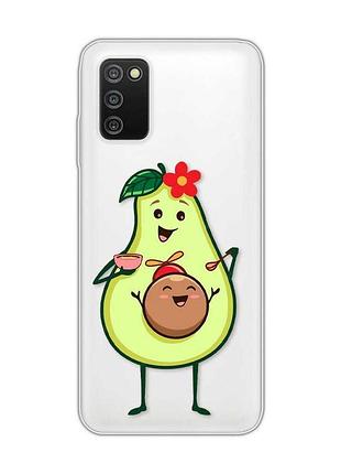 Прозрачный чехол на samsung galaxy a03s :: малыш авокадо (принт 309)