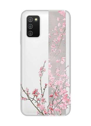 Прозрачный чехол на samsung galaxy a03s :: сакура в цвету (принт 286)