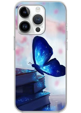 Чехол силиконовый с картинкой на iphone 15 pro (бабочка)