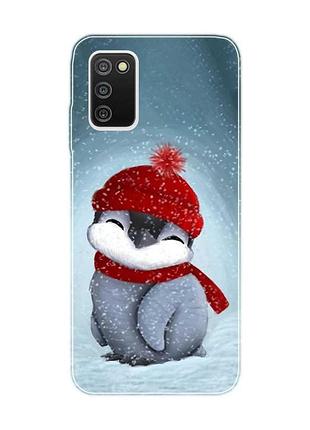 Чехол на samsung galaxy a03s :: пингвинёнок в шапочке (принт 157)