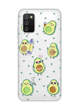 Прозрачный чехол на samsung galaxy a03s :: авокадо на отдыхе (принт 302)