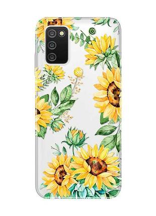 Прозрачный чехол на samsung galaxy a03s :: подсолнухи (принт 288)