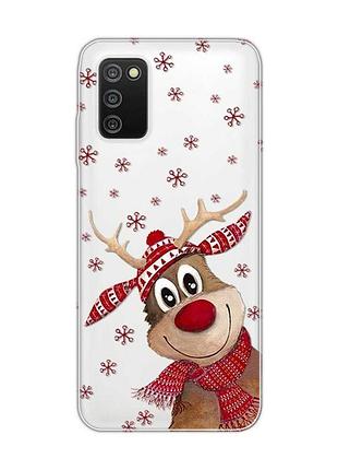 Прозрачный чехол на samsung galaxy a03s :: зимний олень (принт 149)