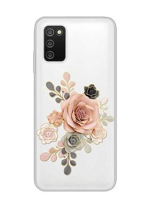 Прозрачный чехол на samsung galaxy a03s :: розы (принт 275)