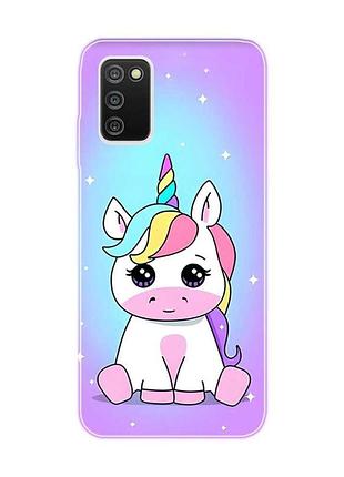 Чехол на samsung galaxy a03s :: единорог (принт 103)