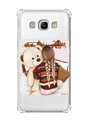 Чехол с утолщёнными углами на samsung galaxy j5(2016)/j510 :: девочка с мишкой (принт 117)