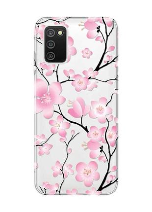 Прозрачный чехол на samsung galaxy a03s :: цветущая сакура (принт 282)
