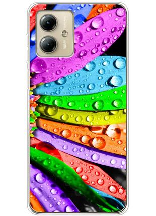 Чехол силиконовый с картинкой на motorola g14 (цветные листья)