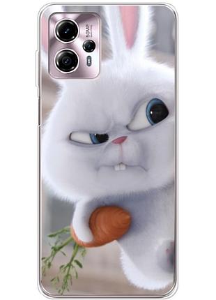 Чехол силиконовый с картинкой на motorola g13 (кролик снежок)