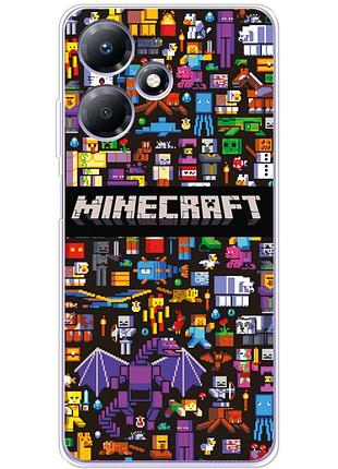 Чехол силиконовый с картинкой на infinix hot 30 play (майнкрафт, minecraft)