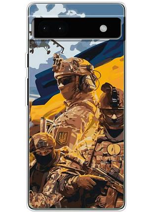 Чехол силиконовый с картинкой на google pixel 6a (патриотический, воины всу)