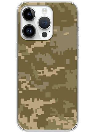 Чохол силіконовий з картинкою на iphone 15 pro (патріотичний, камуфляж піксель)