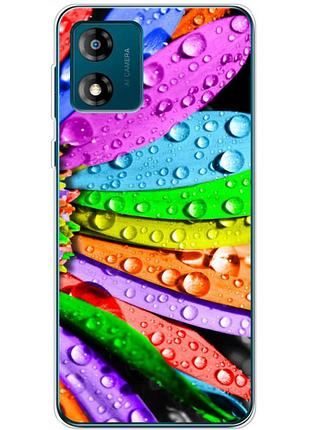 Чехол силиконовый с картинкой на motorola e13 (цветные листья)